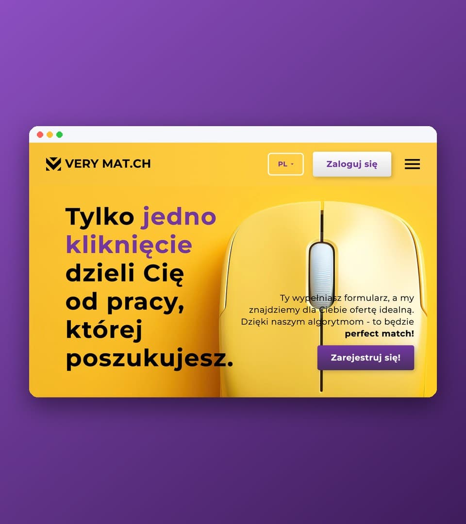 Hero section of the VeryMat.ch website