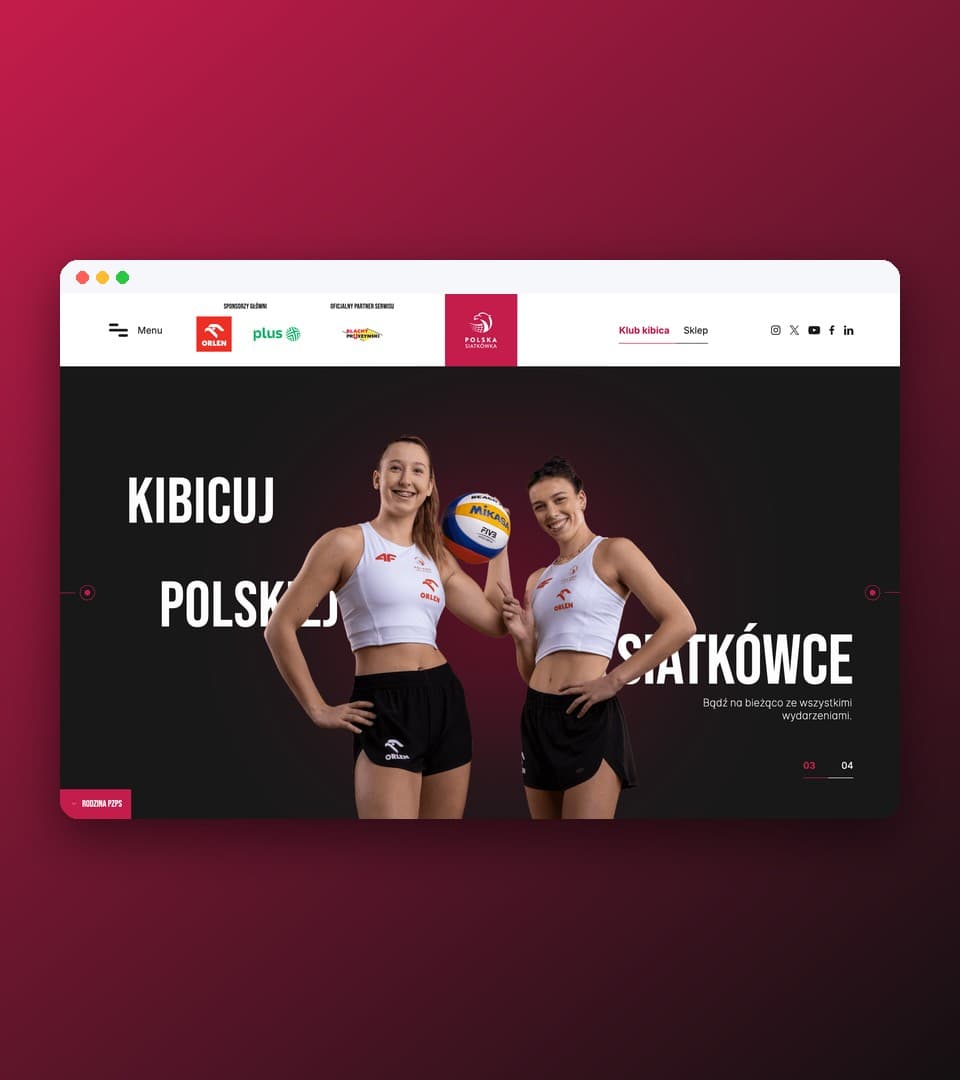 Hero section of the Polska Siatkówka website