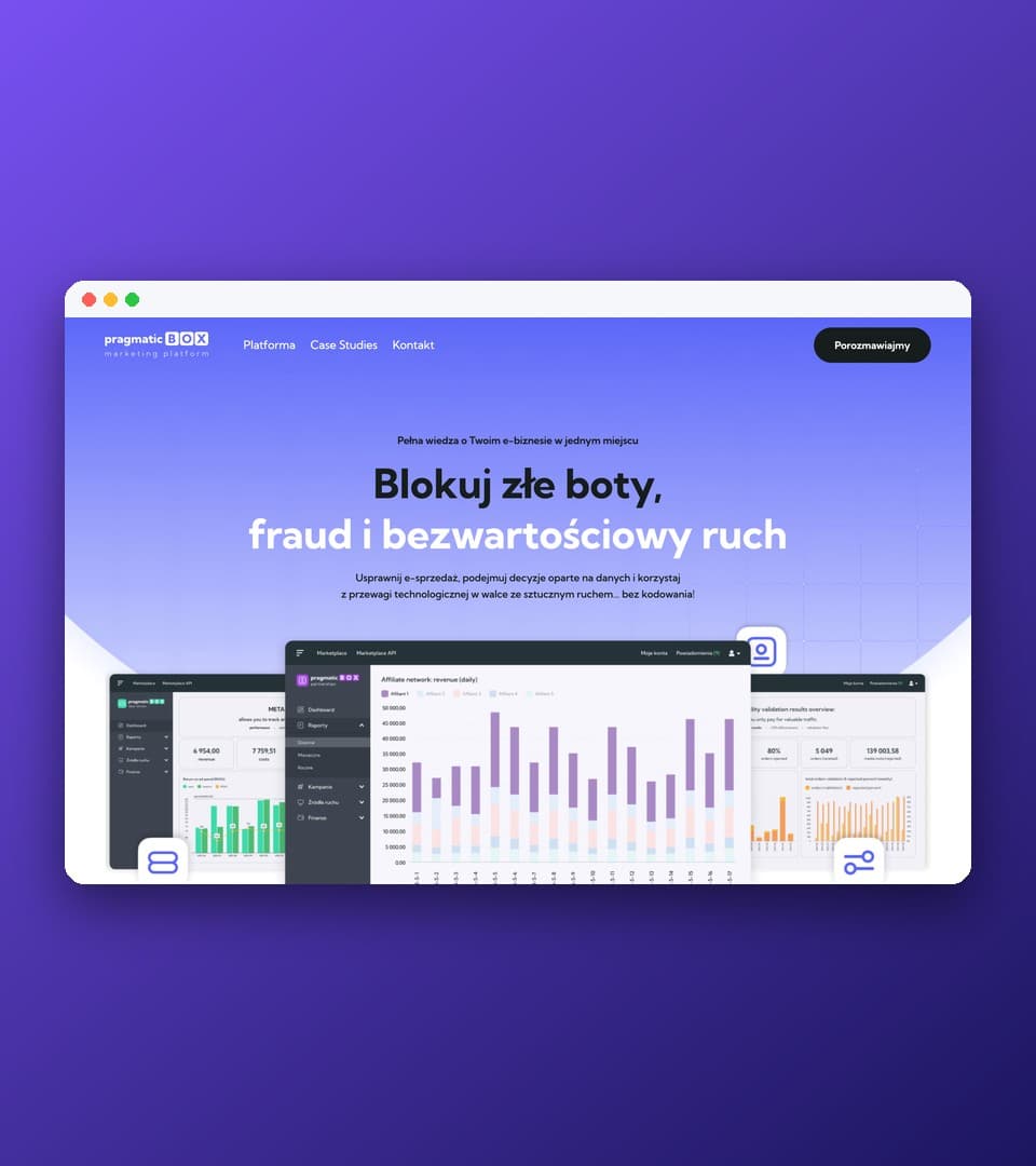 Hero section of the pragmaticBOX website